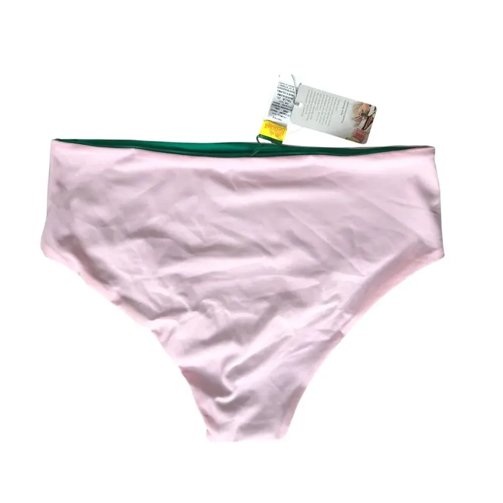 Agua Bendita Alicia Reversible Bikini Bottom Size 2XL Green Pink